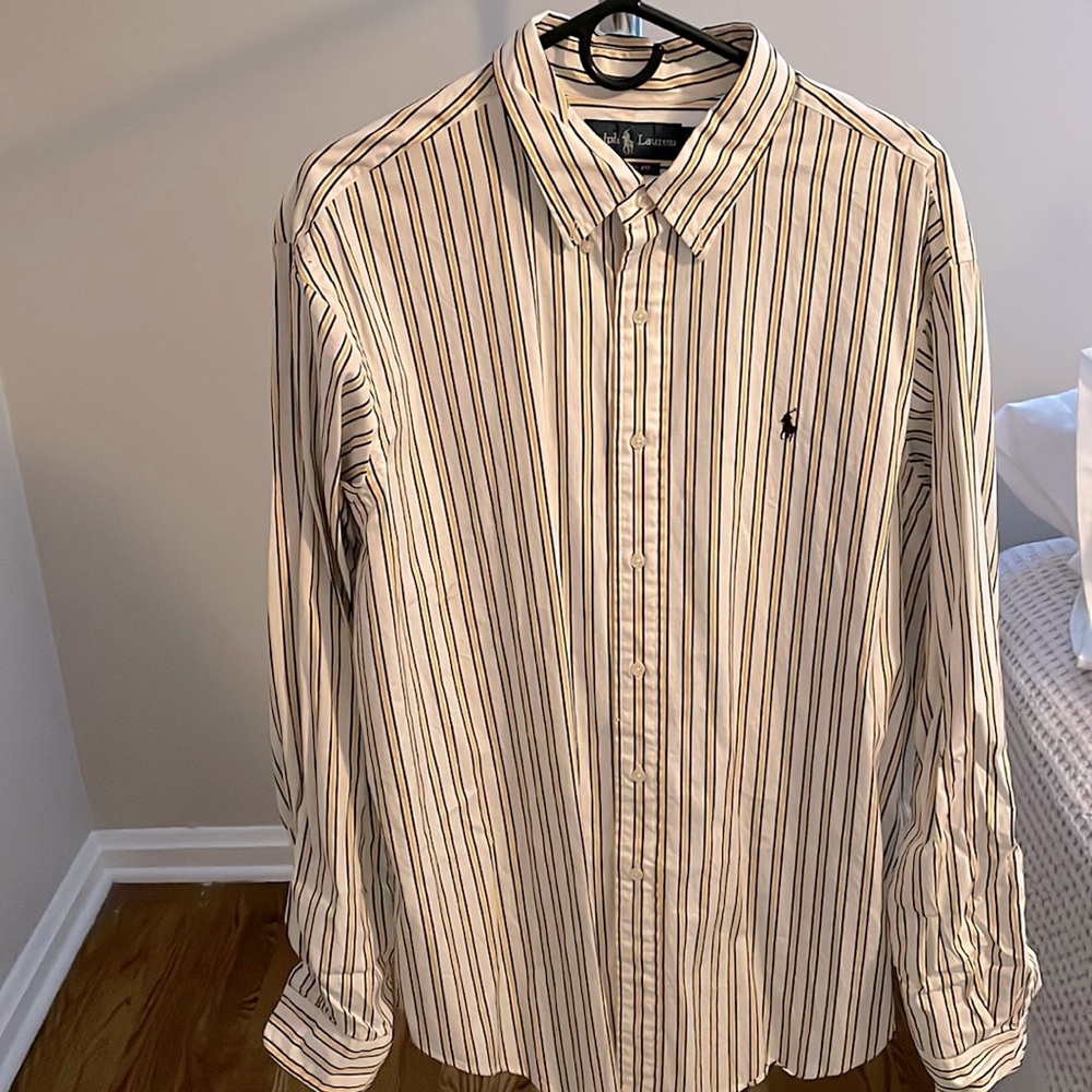 Ralph Lauren Classic Fit - XL - Yellow, Navy, and White Stripe